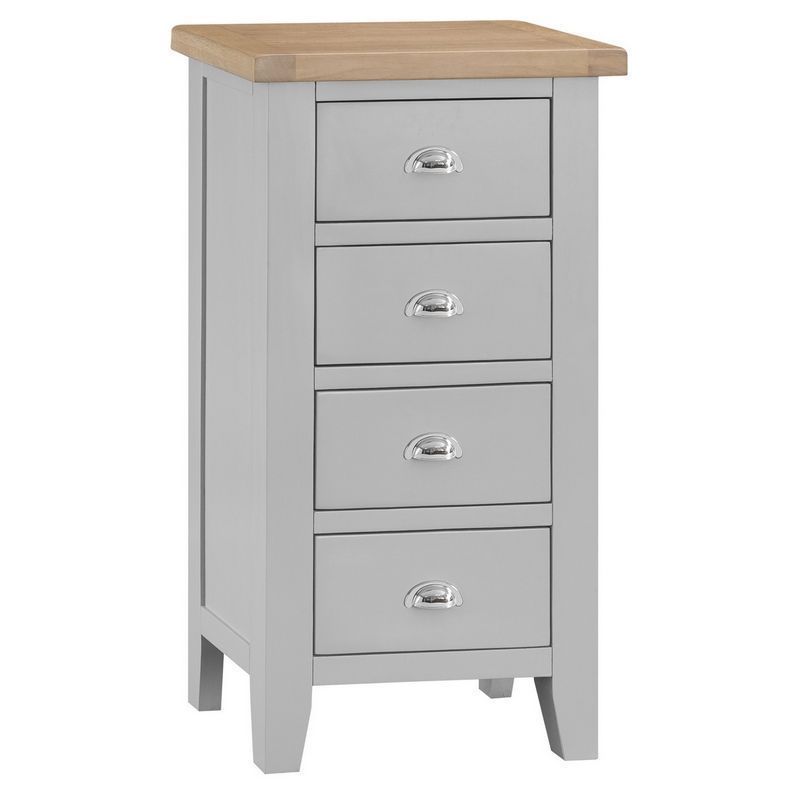 Lighthouse Grey & Oak Narrow Chest Of 4 Drawers